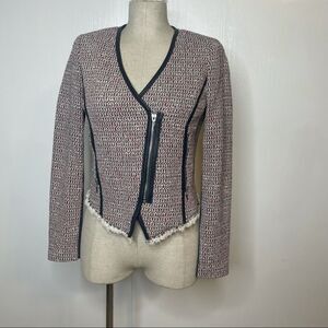 Rebecca Taylor Tweed & Lamb Leather Asymmetrical Moto Jacket Cutaway Hem 6